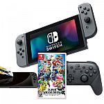 Nintendo Switch Gray Joy-Con Super Smash Bros. Ultimate and Accessories System Bundle $445