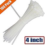 100-Pk Nylon Heavy Duty Self Locking Wire Ties 4” $1.69