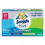 200-Ct Snuggle Plus Fabric Softener Dryer Sheets (2 for $8.28)