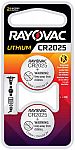 Rayovac CR2025 Batteries (2-Pack) $0.98