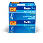 2 x 200 Swabs ReliOn Medium Alcohol Prep Pads, 2-Ply $3.74 and more
