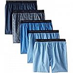 Hanes Men's 5-Pk Printed Woven Exposed Waistband Boxers $9
