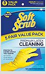 5-Pairs Soft Scrub Premium Latex Cleaning Gloves (Large) $9