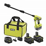 Ryobi 18V ONE+ 4.0 Ah Battery (2-Pk) Starter Kit + Charger + Power Cleaner $99
