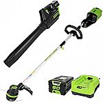 Greenworks PRO 80V Cordless Brushless String Trimmer + Leaf Blower Combo, 2Ah Battery and Charger Included $259 and more