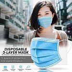 50-Pc 3-Ply Disposable Earloop Face Mask $8