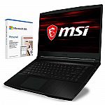 MSI GF63 Thin 15.6" Gaming Laptop (i5-9300H 8GB 256GB SSD GTX1650 Max-Q) + Office 365 1yr $679.99