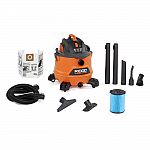 Ridgid  14 Gal. 6.0-Peak HP NXT Wet/Dry Shop Vacuum w/ Fine Dust Filter, Dust Bag, Hose and 7 Accessories $74.88
