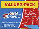 3-Pk 4.6-oz Crest Kid's Cavity Protection Toothpaste (Sparkle Fun) $5 and more