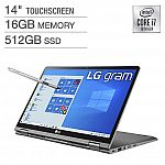 LG Gram 14" FHD 2-in-1 Touch Laptop (i7-10510U 16GB 512GB SSD) $999.99