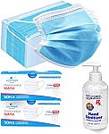 100-Ct 3-Ply Disposable Face Mask + 8-oz Hand Sanitizer $20
