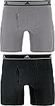 2-count adidas Men's Relaxed Performance Stretch Cotton Boxer Brief Underwear (S, M, L, XXL) $7.20