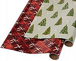 2-Pack Papyrus Holiday Foil Wrapping Paper (Red Argyle, Pine Trees & Doves) $5.70