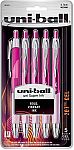 5-Count Uni-Ball Pink Ribbon Edition Retractable Medium Point Gel Pens $3