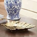 Gold Ceramic Decorative Leaf Tray $17.99