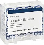 Insignia Assorted Batteries with Storage Box (33-Pack) $12