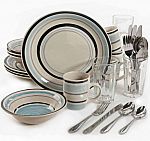 Gibson Home 32-Piece Cannon Blue Dinnerware Combo Set $23
