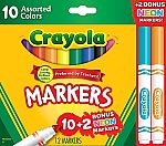Crayola Markers, Assorted Colors, 12/Box $0.97