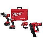 Milwaukee M18 FUEL 18V Li-Ion Brushless Cordless Hammer Drill and Impact Driver + Framing Nailer + 2x 5Ah Batteries $399
