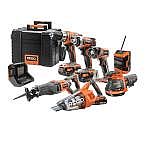 RIDGID 18V Cordless Combo Kit (7-Tool) with Rolling Keter Case, (3) 2.0 Ah Batteries $299
