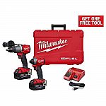 Milwaukee M18 FUEL Hammer Drill/Impact Driver Combo Kit + Free Tool $399