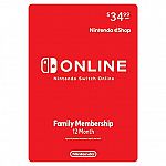 Nintendo Switch Online Family 12 Month Subscription $21