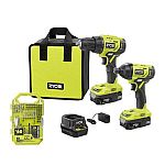 Ryobi ONE+ 18V Cordless Drill + Impact Driver + 2 Batteries $89