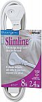 8' Woods SlimLine 3-Outlet 16/3 Flat Plug Indoor Extension Cord $4.48