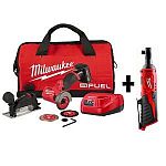 Milwaukee M12 3ʺ Cordless Cut Off Saw Kit w/ M12 3/8ʺ Ratchet $199