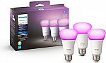 3-pk Philips Hue White and Color Ambiance A19 E26 LED Smart Bulb $80 and more