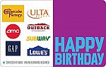 $50 Happy Gift Card (AMC, Subway, Lowe's) + $7.50 Amazon Credit $50 & More