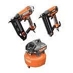 RIDGID: 6-Gal Compressor + 16-G Finish Nailer & 18-G Brad Nailer $129