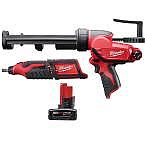 Milwaukee M12 12V Cordless Rotary Tool with Caulk & Adhesive Gun + 6Ah Battery $208