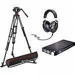 Manfrotto 504X Fluid Head & Aluminum Tripod System with Ground Spreader, Ultrasone Headset & Amplifier $699.99