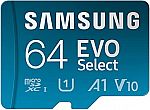 SAMSUNG EVO Select + Adapter 64GB microSDXC $7.99 and more