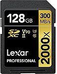 Lexar 128GB Professional 2000x UHS-II SDXC Memory Card $99.99