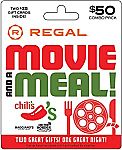 $50 Brinker-Regal Entertainment Movie & A Meal Gift Cards $40 and more