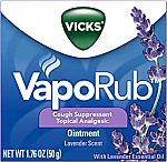 Vicks VapoRub Lavender Essential Oil Chest Rub Ointment $4.50