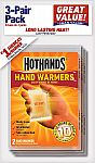 6-Pk HotHands Air-Activated Hand Warmers (3-Pairs) $1.99