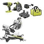 RYOBI 10 in. Compound Miter Saw + Drill/Driver + Circular Saw Kit $278 (45% off)