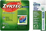 90-Ct Zyrtec Allergy Tablets + Benadryl Itch Relief Stick $27