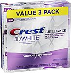3-Pack 3.9-oz Crest 3D White Brilliance Toothpaste (Vibrant Peppermint) $8