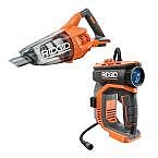 RIDGID 18V Cordless High Pressure Inflator and Compact Hand Vacuum (Tools Only) $89