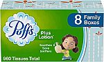 8-Pack 120-Sheet Puffs Plus Lotion Facial Tissues $8