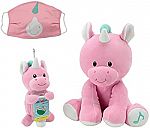 WelloBeez Singing Plush Animal Toy w/ Kids' Face Covering and Sanitizer Set around $11