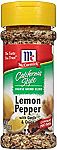 2.5-oz McCormick California Style, Lemon Pepper w/ Garlic & Onion $2.08