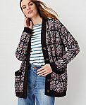 Ann Taylor Tweedy Plaid Boyfriend Cardigan $19.88