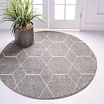 Unique Loom 5 x 5 ft. Trellis Frieze Round Rug (Light Gray) $27