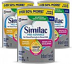3-Ct 36-oz Similac Pro-Advance Non-GMO Infant Formula $83, 3-Ct 34.9-oz Pro-Sensitive $83