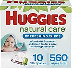 560-Ct Huggies Natural Care Refreshing Baby Diaper Wipes $10.49